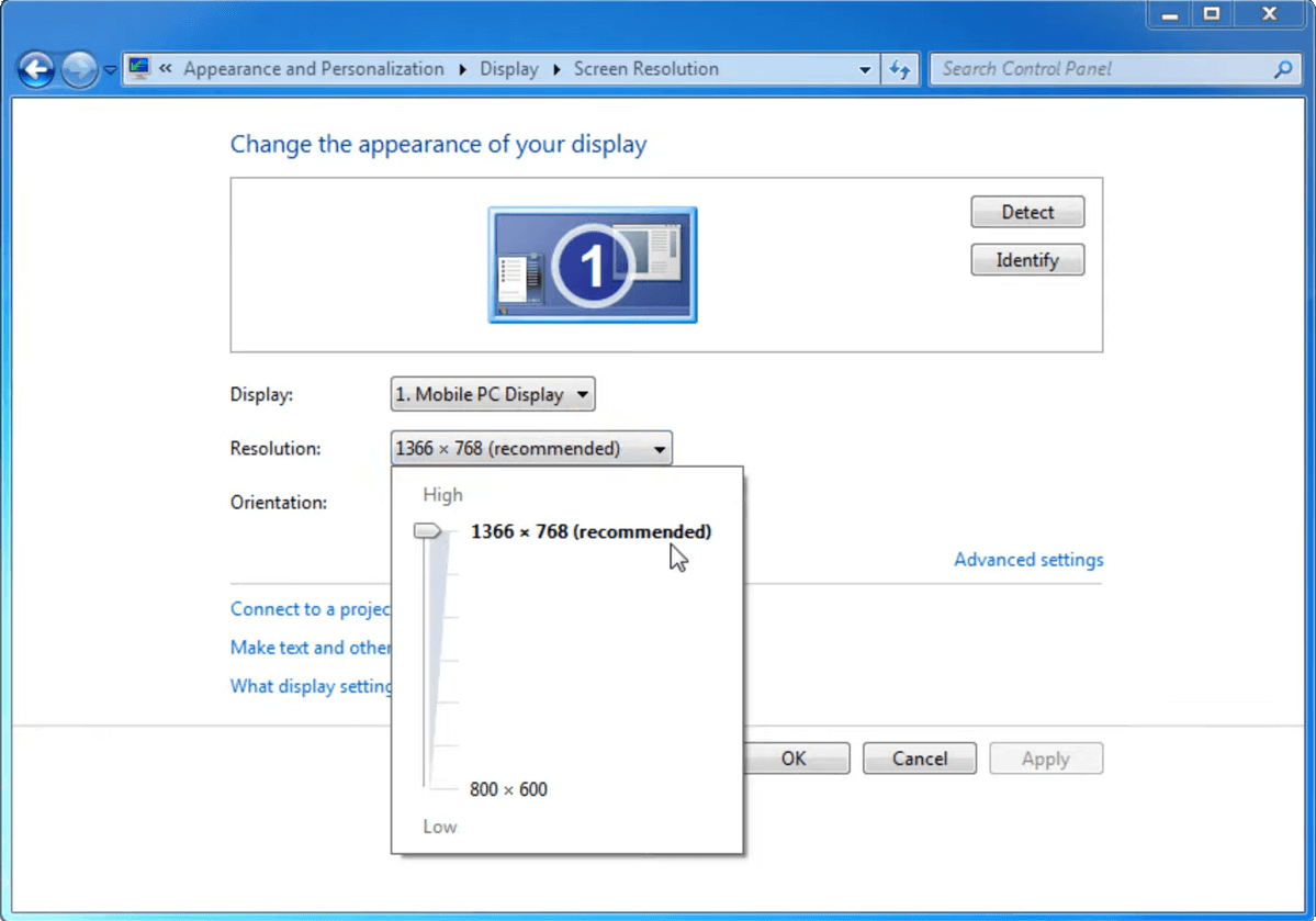 Change Screen Resolution on Windows 7/8/Vista